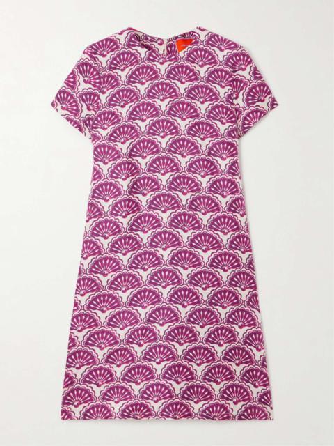 Printed silk-twill mini dress