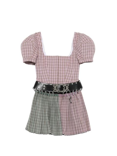 Chopova Lowena Carly tartan belted mini dress