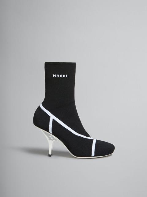 Marni BLACK STRETCH KNIT FANCY SOCK BOOT