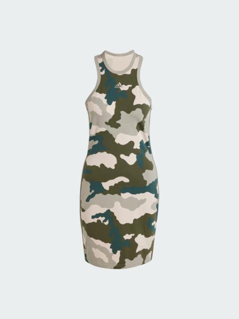 adidas Essentials 3-Stripes Camo Print Racer Back Tank Dress