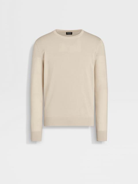 ZEGNA LIGHT BEIGE MÉLANGE CASHSETA CREWNECK