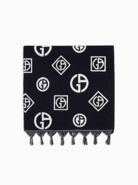 GIORGIO ARMANI Cotton beach towel with an all-over jacquard motif