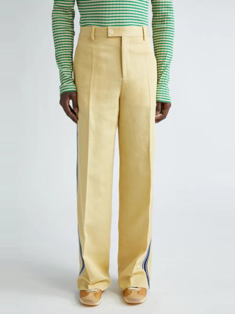WALES BONNER Constant Track Stripe Cotton & Linen Trousers