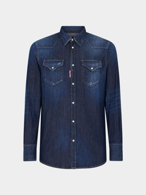 DSQUARED2 DARK CLASSIC WASH WESTERN SHIRT