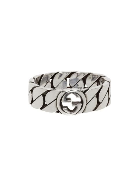 Silver Wide Interlocking G Ring