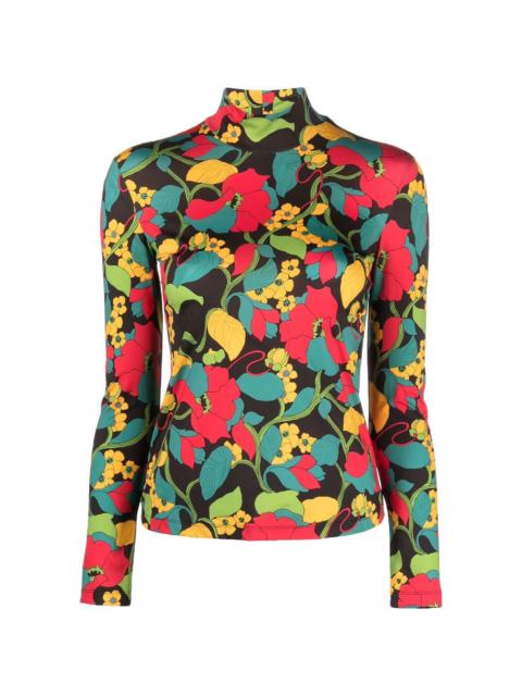 floral-print turtleneck top