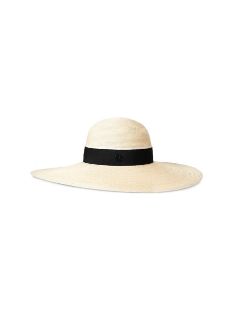 MAISON MICHEL Blanche logo-detail straw hat