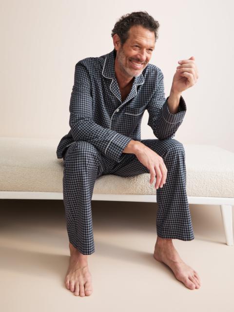 Derek Rose Braemar Brushed Cotton Pajamas Navy Check