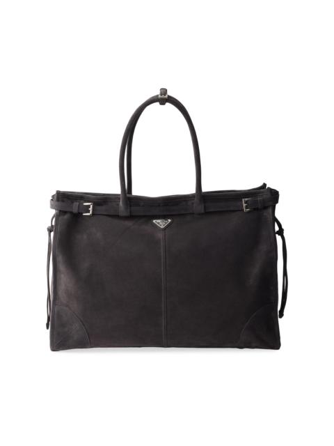 Prada Men's Suede Tote Bag - Grey