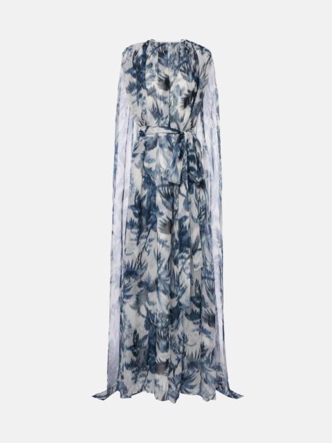 Oscar de la Renta Caped silk gown