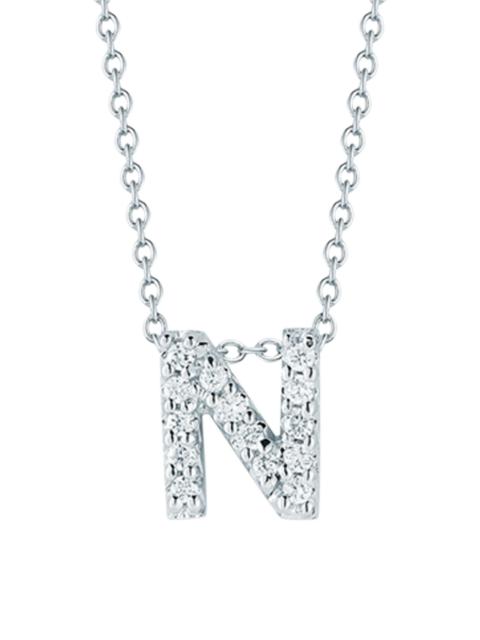 ROBERTO COIN Women's Tiny Treasures 0.08 TCW Diamond & 18K White Gold Initial Necklace - Initial N