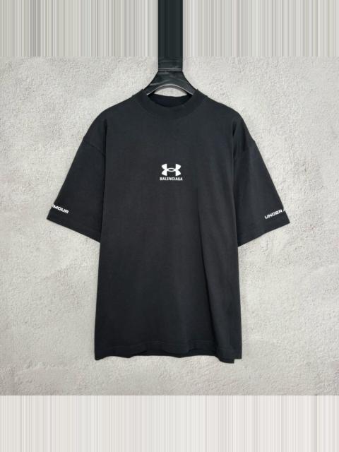 BALENCIAGA Balenciaga × Under Armour SS25 Black Letter Logo Print Short Sleeve Top