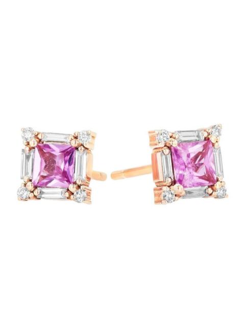 SUZANNE KALAN Pink Sapphire And Diamond Baguette Stud Earrings