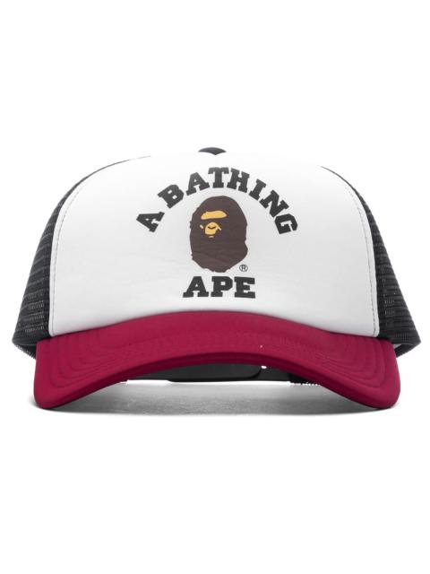A BATHING APE® COLLEGE MESH CAP - BURGUNDY