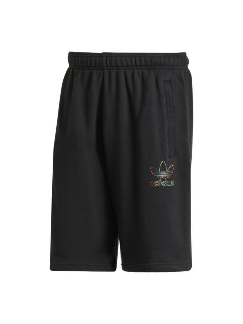 adidas originals Solid Color Cartoon Mickey Pattern Straight Sports Shorts Black HF4930