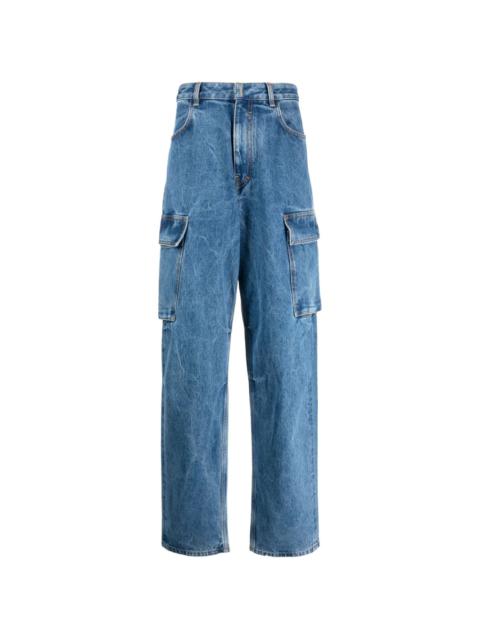 washed wide-leg jeans