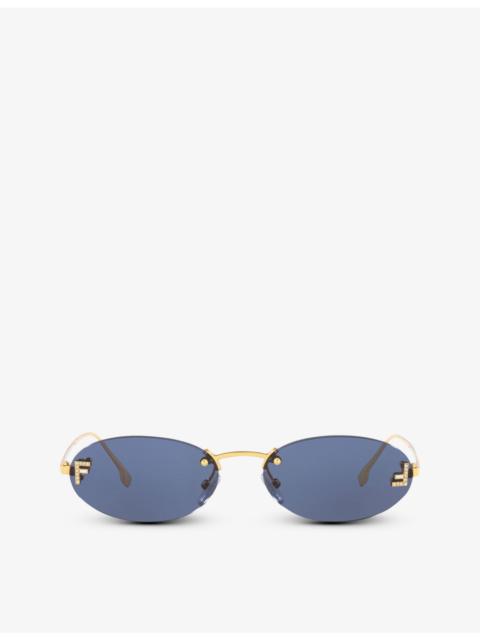 FENDI FE4075US oval-frame metal sunglasses