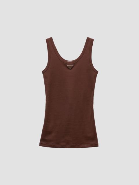 Prada Women's Ribbed Knit Tank Top - Brown