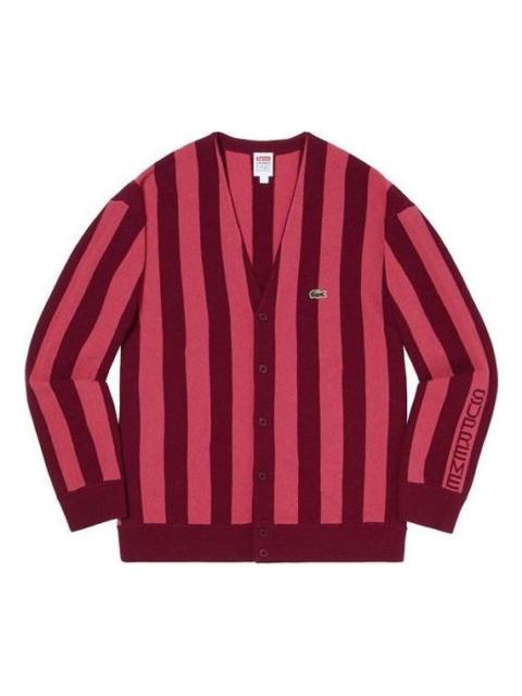 Supreme X Lacoste Stripe Cardigan FW19 Jacket 'Red' SUP-FW19-567