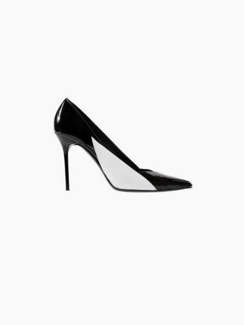 Black and white patent leather Sybil pumps