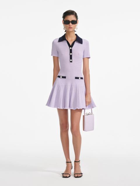 self-portrait Lilac Pointelle Knit Mini Dress