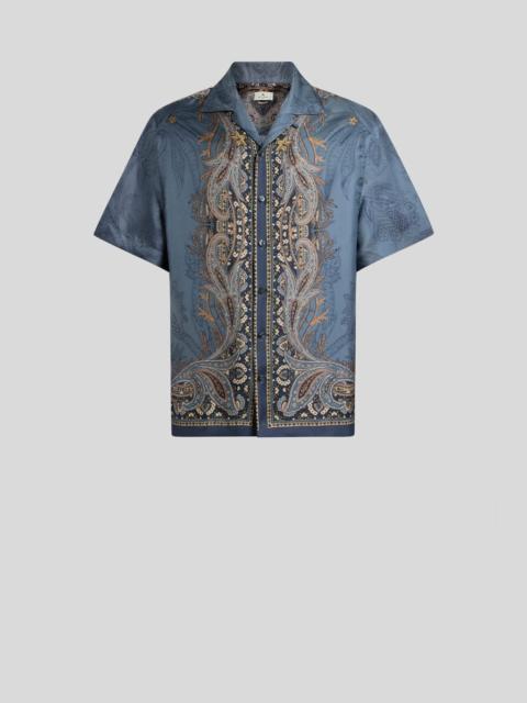 Etro SILK BOWLING SHIRT WITH PLACED PEGASO PRINT