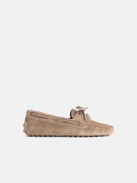 Tod's 'GOMMINO' BOAT LOAFERS IN BROWN SUEDE