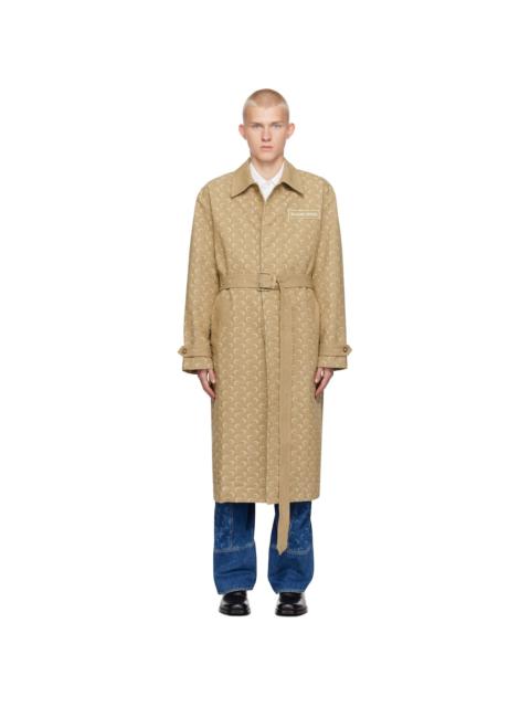 Marine Serre Beige Moon Jacquard Twill Trench Coat