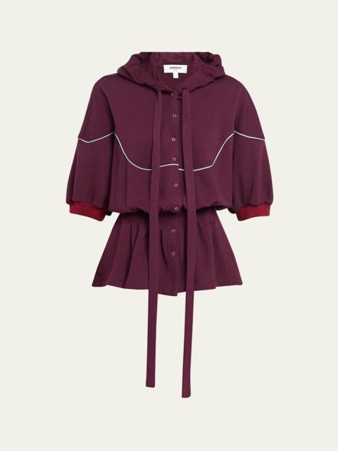 zomer Aliza Pleated Short-Sleeve Hoodie