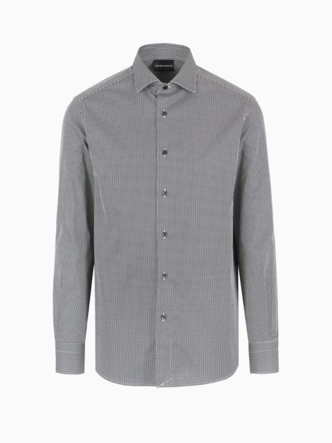 Printed-pattern stretch cotton shirt