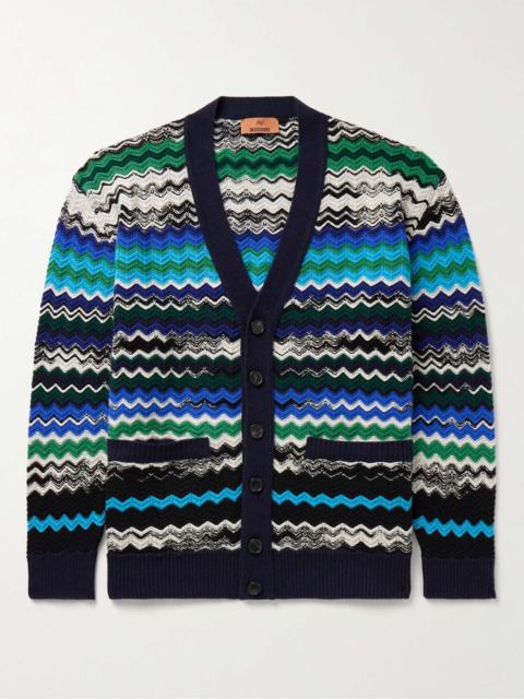 Striped Crocheted Wool-Blend Cardigan