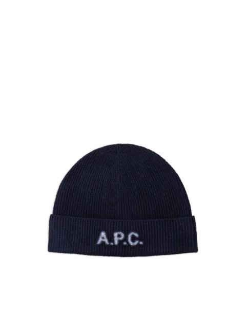 A.P.C. logo-embroidered beanie
