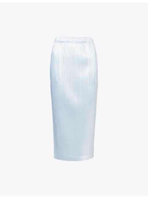 ISSEY MIYAKE Glossed Metal Pleats Knitted Midi Skirt