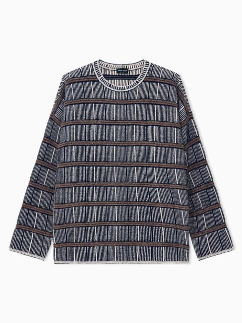 GIORGIO ARMANI SWEATER OVERSIZED RIBBED SILK AND VIRGIN WOOL BLEND