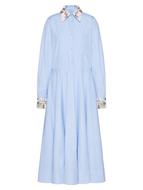 Valentino Women's Midi Dress In Poplin Classic Stripe - Azure White
