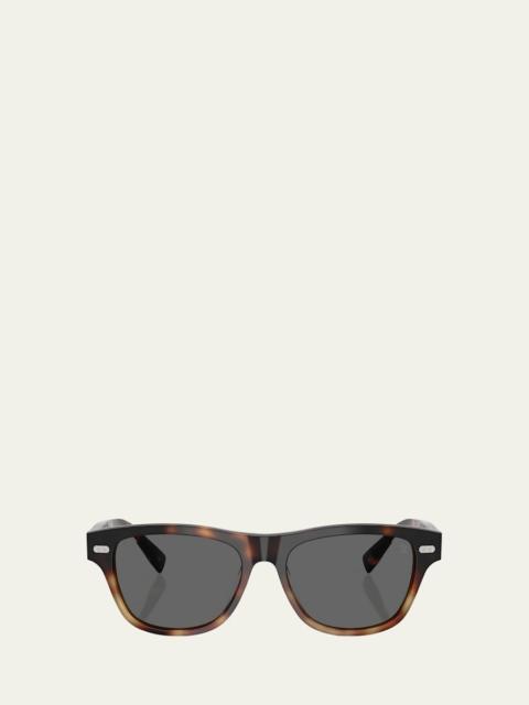 Brunello Cucinelli Havana Rectangle Acetate Sunglasses
