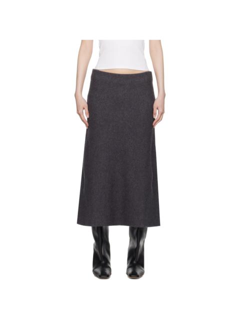Jil Sander Gray Wool Midi Skirt