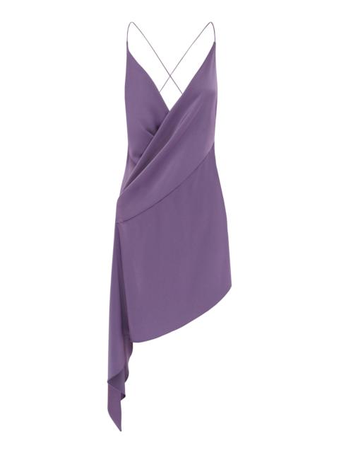 ALEX PERRY Asymmetric Wrap Satin Crepe Mini Dress purple