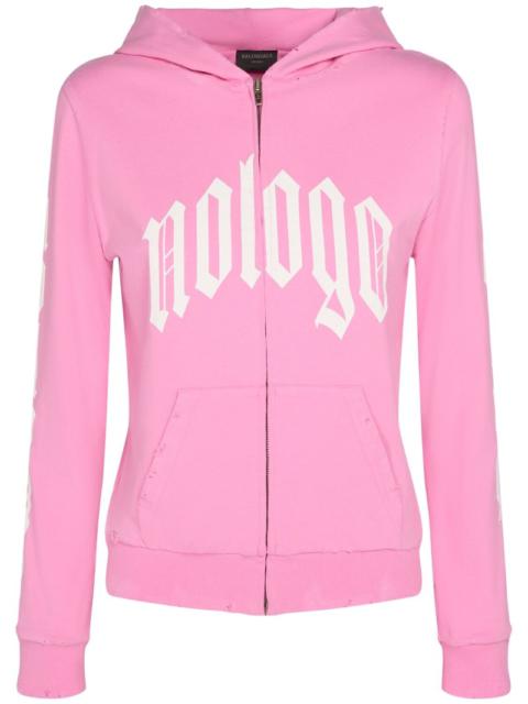 Nologo cotton blend zip-up hoodie