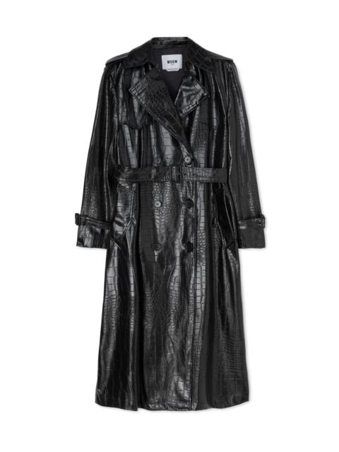 MSGM "Croco Faux Leather" fabric trench coat