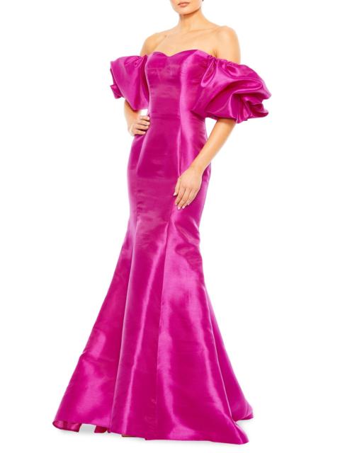 MAC DUGGAL Women's Sweetheart Off-The-Shoulder Puff-Sleeve Gown - Fuchsia