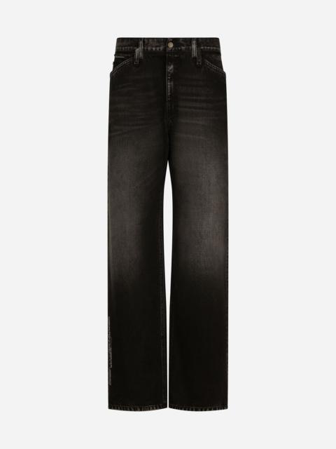 Dolce & Gabbana Oversize wide-leg washed jeans with DGVIB3 print