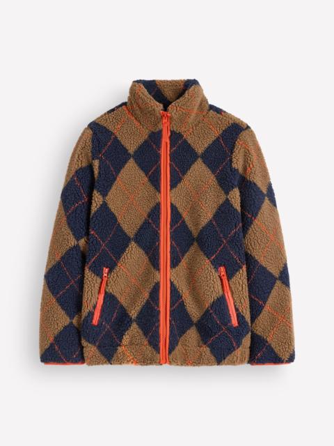 BODEN Alnwick Borg Jacket-Camel, Navy & Orange Argyle