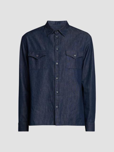 Jil Sander Men's Chambray Button-Front Utility Shirt - Magnet