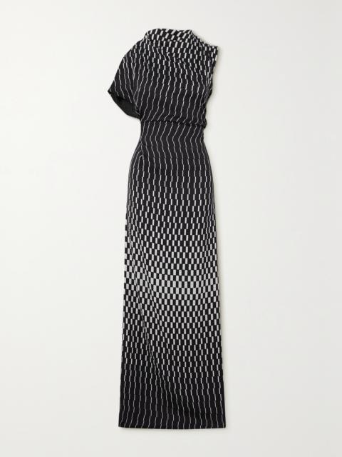 TOVE June Asymmetric Printed Wool-blend Twill Maxi Dress