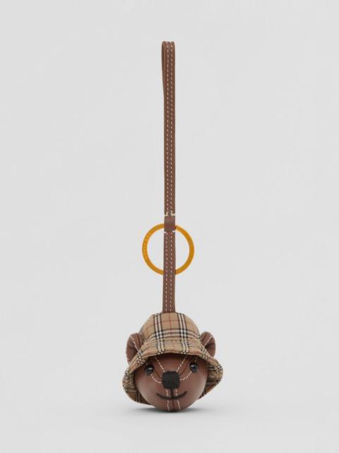 Leather Thomas Bear Charm in Check Bucket Hat