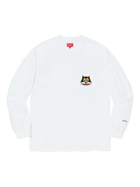 Supreme Supreme FW19 Week 4 Cat L/S Pocket Tee Chest Kitten Long Sleeves Unisex White SUP-FW19-480