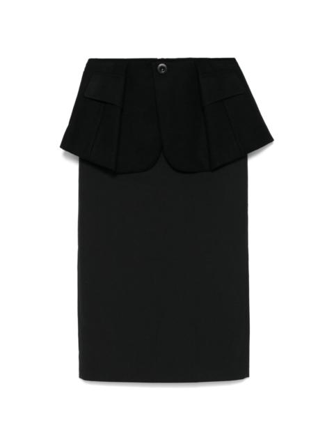 sacai layered midi skirt