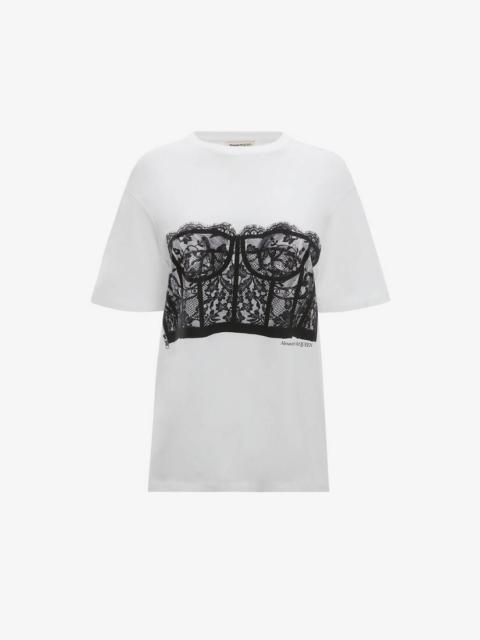 Alexander McQueen Women's Lace Corset T-shirt in White