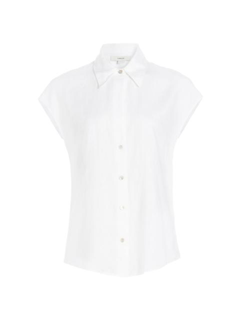 Vince Women's Linen Cap-Sleeve Blouse - Optic White